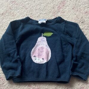 Jacadi Navy Sweater with Pink Pear Graphic